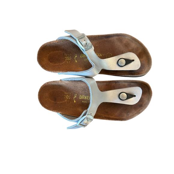 BIRKENSTOCK Silver Gizeh Kids Birko-Flor - Girls Sandals EU 32 US 1 1.5 - Picture 9 of 9